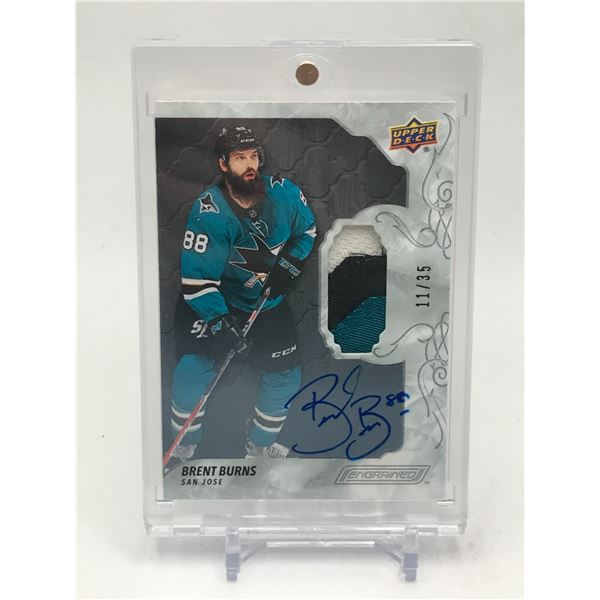 2019-20 UPPER DECK ENGRAINED HOCKEY BRENT BURNS SIGNED PATCH CARD 11/35