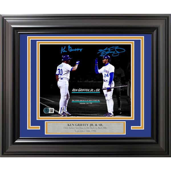 KEN GRIFFEY JR & SR DUAL SIGNED AND FRAMED PICTURE - BECKETT COA