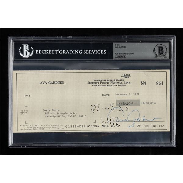 AVA GARDNER SIGNED CHECK - BECKETT ENCAPSULATED