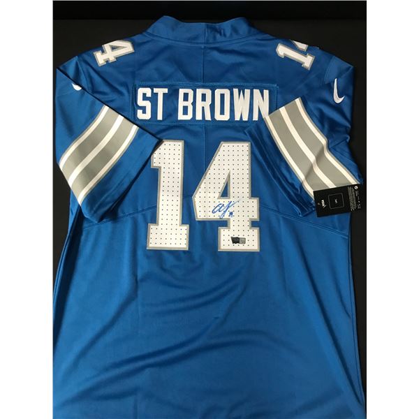 AMON RA ST BROWN SIGNED CUSTOM FOOTBALL JERSEY - ACE COA