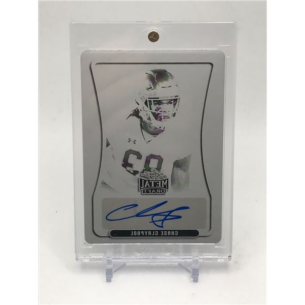 1 OF 1 2020 LEAF METAL DRAFT FOOTBALL BLACK PRINTING PLATE AUTOGRAPHED BY CHASE CLAYPOOL