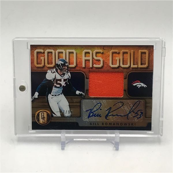 2019 PANINI GOLD STANDARD FOOTBALL BILL ROMANOWSKI SIGNED PATCH TRADING CARD 7/99