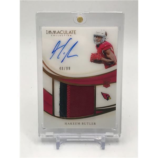 2019 PANINI IMMACULATE COLLECTION FOOTBALL HAKEEM BUTLER SIGNED PATCH TRADING CARD 40/99