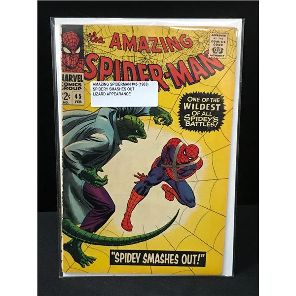 THE AMAZING SPIDERMAN #45 (1963) LIZARD APPEARANCE - MARVEL COMICS