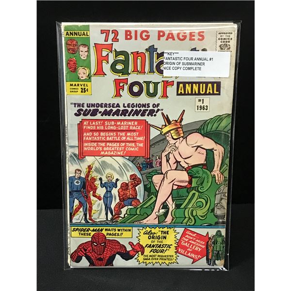 FANTASTIC FOUR ANNUAL #1 ORIGIN OF SUB MARINER (COMPLETE COPY) - MARVEL COMICS