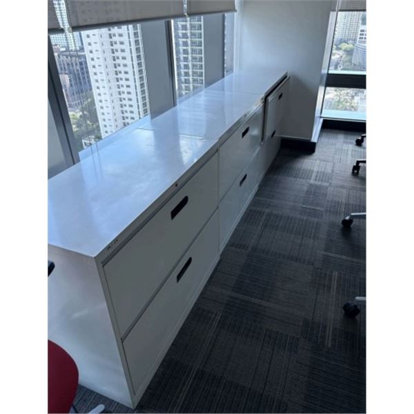 Lot of (3) 2 Layer Pedestal Cabinets