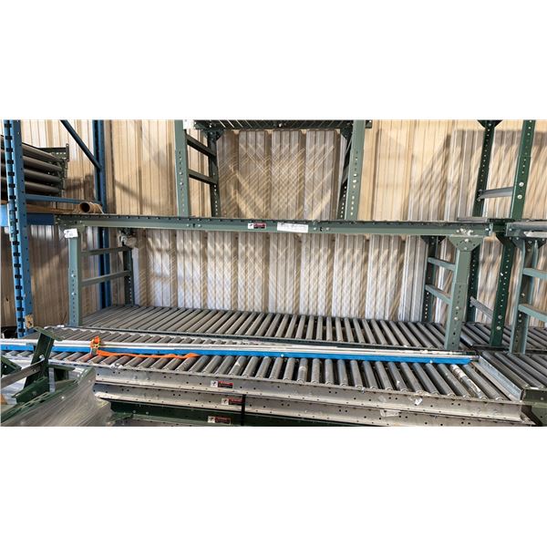 ULINE H-4071 GREEN INDUSTRIAL 30"W X 10'L ADJUSTABLE GRAVITY ROLLER CONVEYOR SYSTEM WITH 2 LEGS