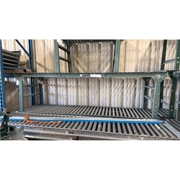 ULINE H-4071 GREEN INDUSTRIAL 30"W X 10'L ADJUSTABLE GRAVITY ROLLER CONVEYOR SYSTEM WITH 2 LEGS