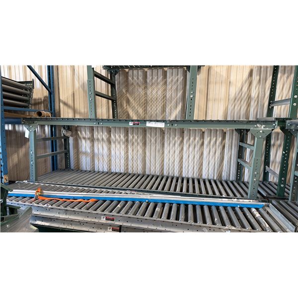 ULINE H-4071 GREEN INDUSTRIAL 30"W X 10'L ADJUSTABLE GRAVITY ROLLER CONVEYOR SYSTEM WITH 2 LEGS