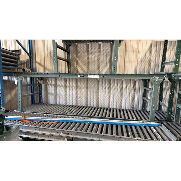 ULINE H-4071 GREEN INDUSTRIAL 30"W X 10'L ADJUSTABLE GRAVITY ROLLER CONVEYOR SYSTEM WITH 2 LEGS