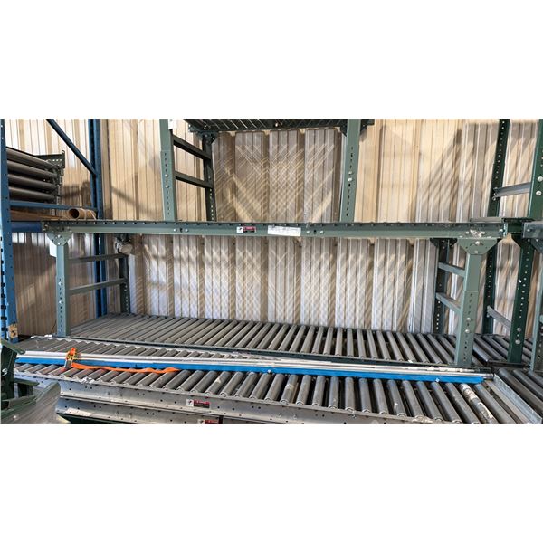 ULINE H-4071 GREEN INDUSTRIAL 30"W X 10'L ADJUSTABLE GRAVITY ROLLER CONVEYOR SYSTEM WITH 2 LEGS
