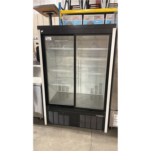 HABCO SE40EHC 2 DOOR SLIDING GLASS FRONT COMMERCIAL ELECTRIC REACH-IN VERTICAL BEVERAGE COOLER