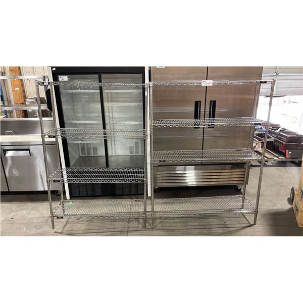 2 PATRIOT 4 TIER CHROME COMMERCIAL METRO STYLE SHELVING UNITS *MUST TAKE BOTH*