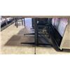 Image 3 : DARK SOLID WOOD TOP 41"W X 21"D X 32"H BLACK METAL BASE COMMERCIAL RESTAURANT TABLE
