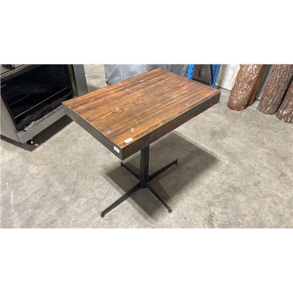 DARK SOLID WOOD TOP 33"W X 20"D X 32"H BLACK METAL BASE COMMERCIAL RESTAURANT TABLE