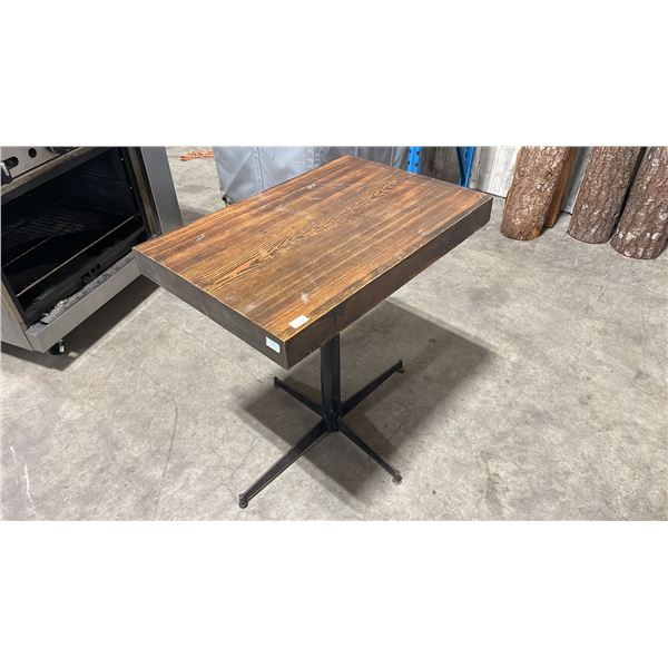 DARK SOLID WOOD TOP 33"W X 21"D X 32"H BLACK METAL BASE COMMERCIAL RESTAURANT TABLE