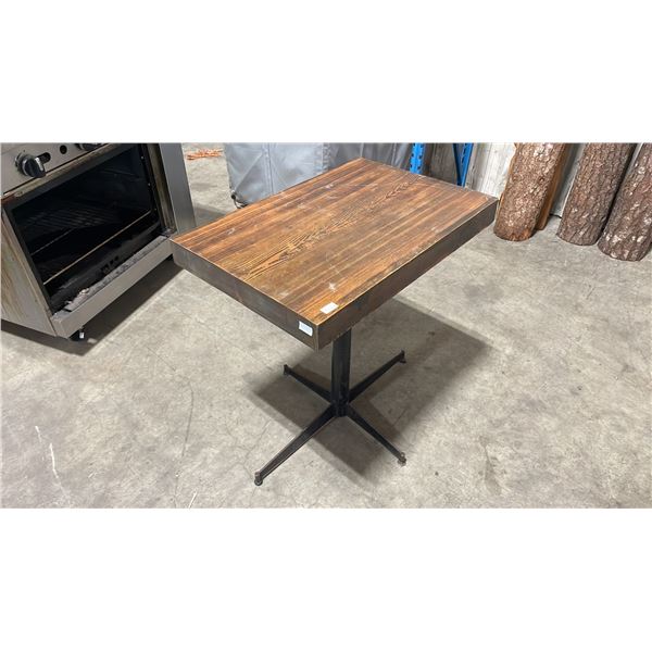 DARK SOLID WOOD TOP 33"W X 21"D X 32"H BLACK METAL BASE COMMERCIAL RESTAURANT TABLE