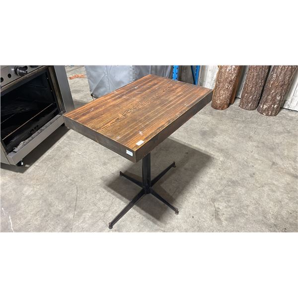 DARK SOLID WOOD TOP 30"W X 20"D X 32"H BLACK METAL BASE COMMERCIAL RESTAURANT TABLE