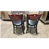 Image 2 : PAIR OF BLACK METAL FRAMED CHERRY WOOD BACK PADDED COMMERCIAL RESTAURANT SIDE CHAIRS