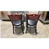 Image 2 : PAIR OF BLACK METAL FRAMED CHERRY WOOD BACK PADDED COMMERCIAL RESTAURANT SIDE CHAIRS