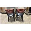 Image 2 : PAIR OF BLACK METAL FRAMED CHERRY WOOD BACK PADDED COMMERCIAL RESTAURANT SIDE CHAIRS