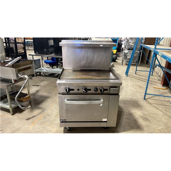 EFI RCTRS-36GN STAINLESS STEEL 36" COMMERCIAL MOBILE GAS GRIDDLE / RANGE WITH BACKSPLASH VENT SHELF