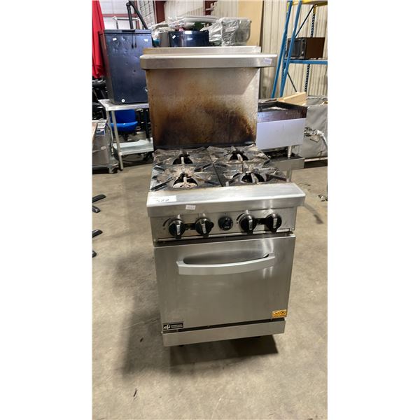 EFI RCTRS-4B-N STAINLESS STEEL 24" COMMERCIAL MOBILE GAS 4 BURNER / RANGE WITH BACKSPLASH VENT SHELF