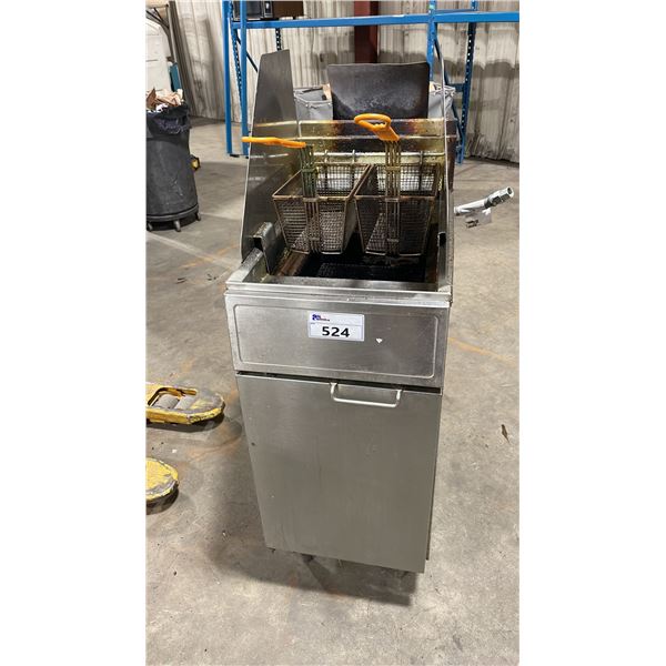 FRYMASTER GF14SD STAINLESS STEEL COMMERCIAL DUAL BASKET NATURAL GAS DEEP FRYER WITH 2 BASKETS