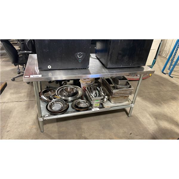 STAINLESS STEEL 2 TIER 60"W X 30"D X 34"H COMMERCIAL PREPARATION TABLE *CONTENTS NOT INCLUDED*