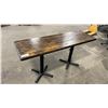 Image 1 : DARK SOLID WOOD TOP 64"W X 21"D X 31"H BLACK METAL BASE COMMERCIAL RESTAURANT TABLE