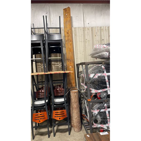 LIVE EDGE 144"L X 12"W X 44"WOOD BASE 3 LEG COMMERCIAL BAR HEIGHT TABLE *DISASSEMBLED*