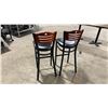 Image 2 : PAIR OF BLACK METAL FRAMED CHERRY WOOD BACK PADDED COMMERCIAL RESTAURANT BAR CHAIRS