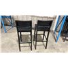 Image 2 : PAIR OF BLACK WOOD FRAMED SOLID BACK COMMERCIAL RESTAURANT BAR CHAIRS