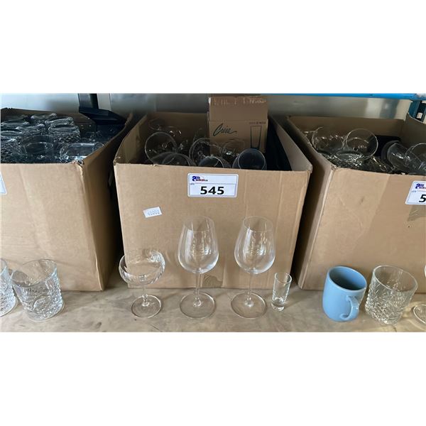 BOX OF ASSORTED RESTAURANT BAR ITEMS & GLASSWARE