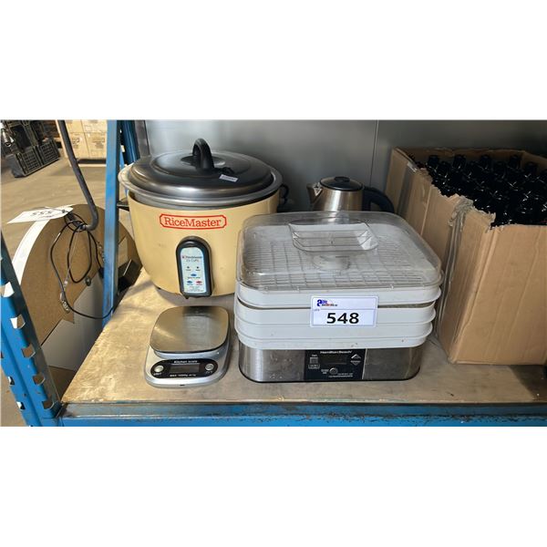 HAMILTON BEACH STAINLESS STEEL ELECTRIC DEHYDRATOR, RICE MASTER 25 CUP ELECTRIC RICE COOKER, DIGITAL