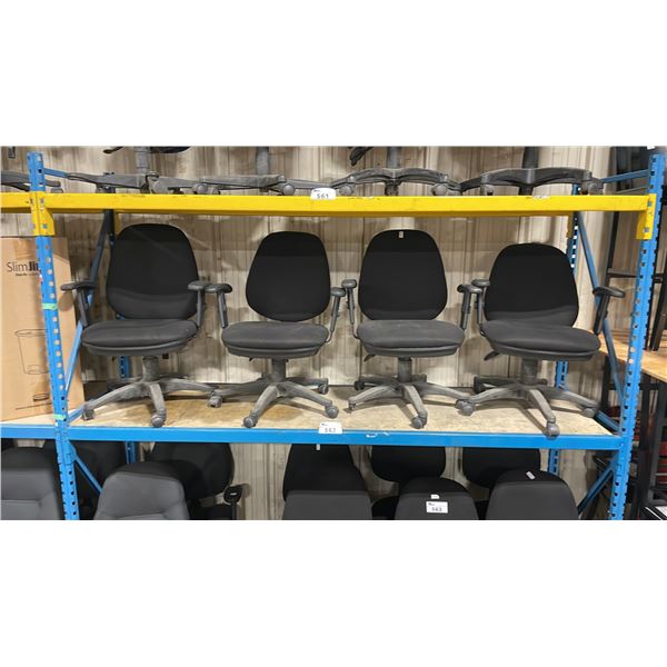 4 BLACK ULINE MULTI LEVER TASK CHAIRS *MUST TAKE ALL*