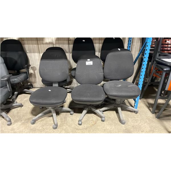 6 BLACK ULINE MULTI LEVER STENO STYLE TASK CHAIRS *MUST TAKE ALL*