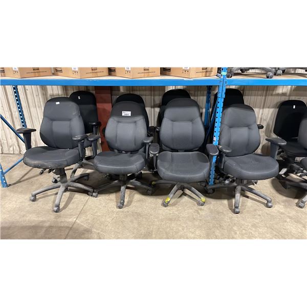 8 GREY ULINE MID BACK PADDED MULTI LEVER TASK CHAIRS *MUST TAKE ALL*