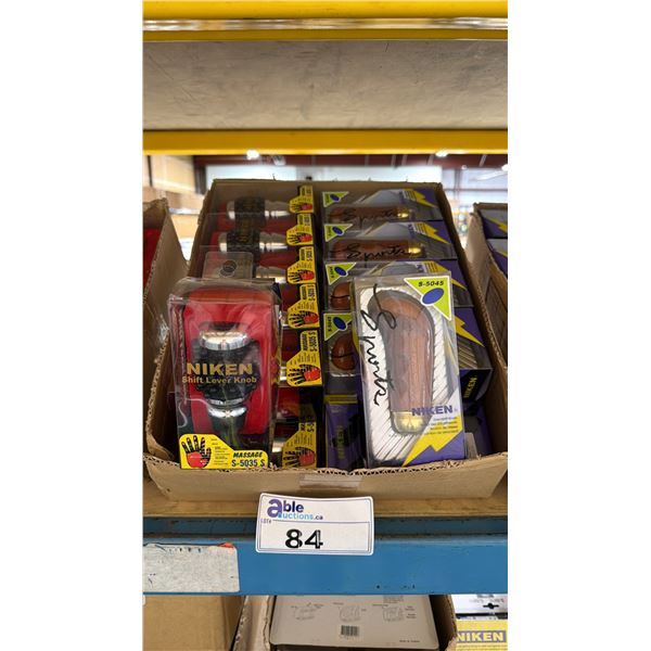 BOX OF ASSORTED NIKEN VINTAGE STYLE S-5045 & S-5035S PROFESSIONAL VEHICLE SPORT SHIFTER KNOBS