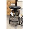 Image 2 : 2 ULINE BLACK METAL FRAMED PADDED SWIVEL WAREHOUSE STOOLS
