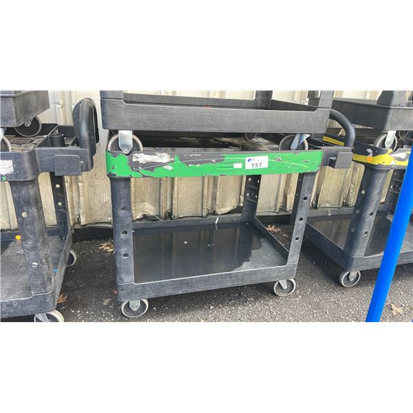BLACK PLASTIC 2 TIER 42"L X 25"D X 33"H COMMERCIAL MOBILE PRODUCT CART