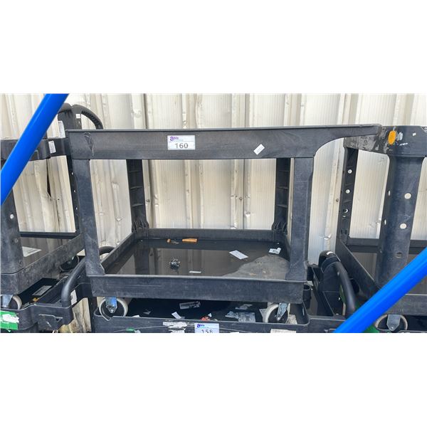 BLACK PLASTIC 2 TIER 42"L X 25"D X 33"H COMMERCIAL MOBILE PRODUCT CART