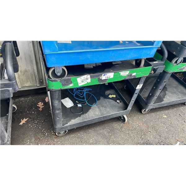 BLACK PLASTIC 2 TIER 42"L X 25"D X 33"H COMMERCIAL MOBILE PRODUCT CART