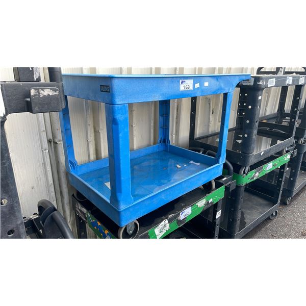 BLUE PLASTIC 2 TIER 42"L X 25"D X 33"H COMMERCIAL MOBILE PRODUCT CART