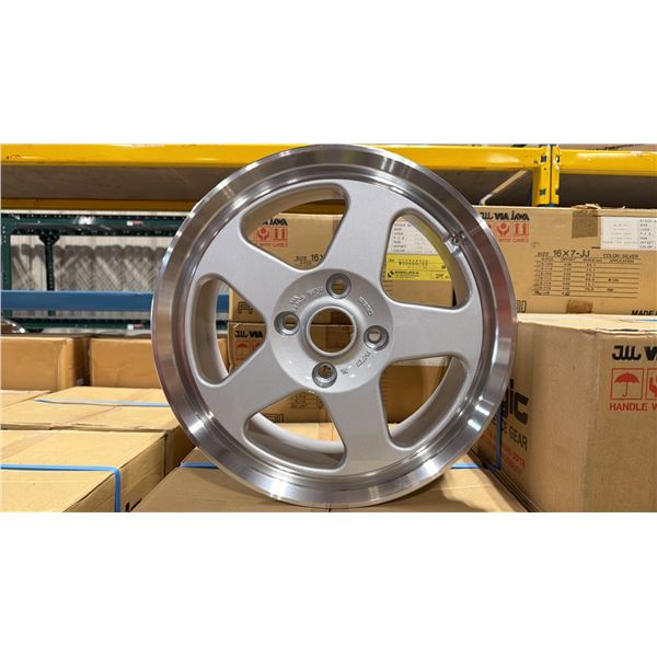 SET OF 4 JWL VIA JAWA 16X7 -JJ SILVER 4 BOLT VINTAGE PROFESSIONAL VEHICLE RIMS