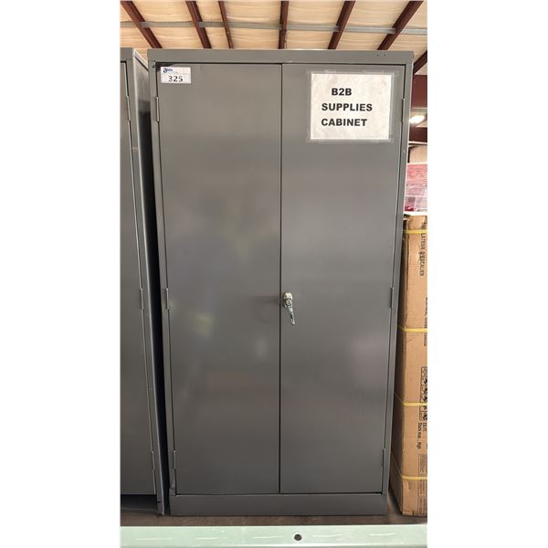 GREY METAL 36"W X 18"D X 72"H INDUSTRIAL 2 DOOR CONSUMABLES CABINET