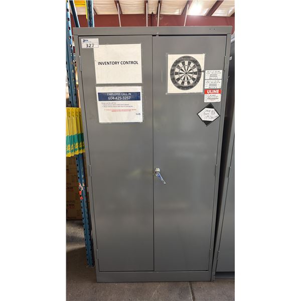 GREY METAL 36"W X 18"D X 72"H INDUSTRIAL 2 DOOR CONSUMABLES CABINET