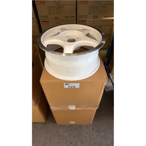 SET OF 4 JWL VIA JAWA 15X6 1/2 -JJ WHITE / SILVER 4 BOLT VINTAGE PROFESSIONAL VEHICLE RIMS