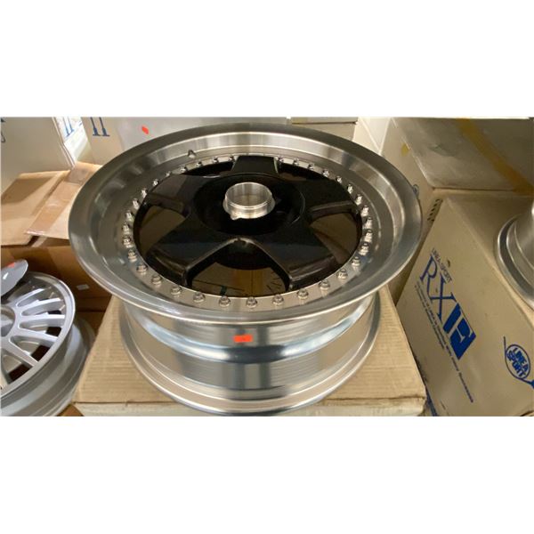 SET OF 5 LINEA SPORT RXF 16X7 -JJ SILVER / BLACK 4 BOLT VINTAGE PROFESSIONAL VEHICLE RIMS