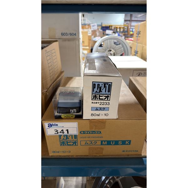 BOX OF POPIO POISON SCENTED VINTAGE LIQUID VEHICLE AIR FRESHENERS